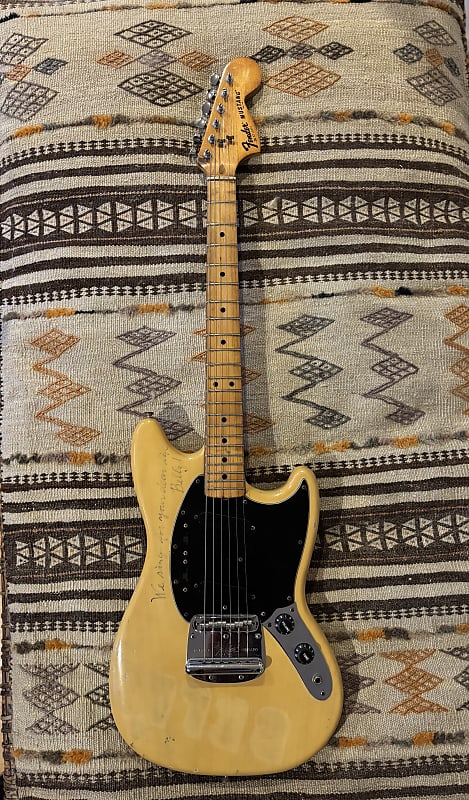 Fender Mustang Guitar with Maple Fretboard 1975 - 1978 - Blonde image 1