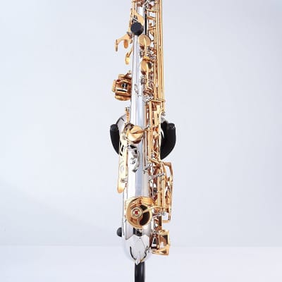 OPUS 351NL Eb ALTO SAXOPHONE, NICKEL PLATED BODY, DARK GOLD LACQUER KEYS, HIGH #F KEY,  LEATHER PADS, ABS CASE image 4