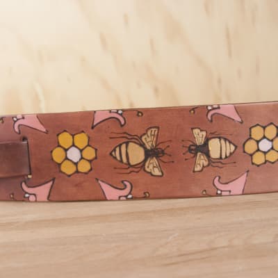 Ukulele Strap - Meadow pattern with bees and flowers by Moxie & Oliver image 4