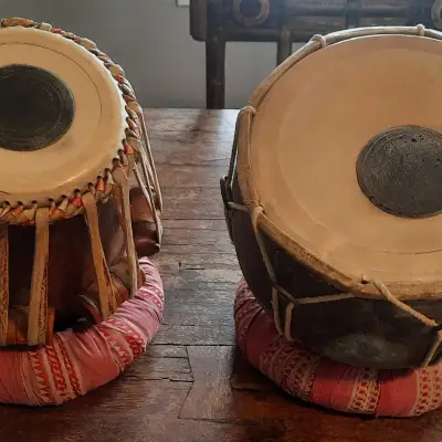 Professional Indian Tabla Drums 1950s Teak and Copper image 1