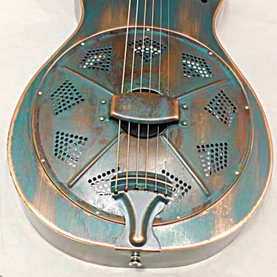 Recording King RM-993-VG Swamp Dog Parlor Resonator Guitar Distressed Vintage Green image 2