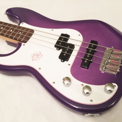 Lefty SX "Rock N Rose" Precision Bass Special Left-Handed Purple Glitter. Great Condition !... image 4