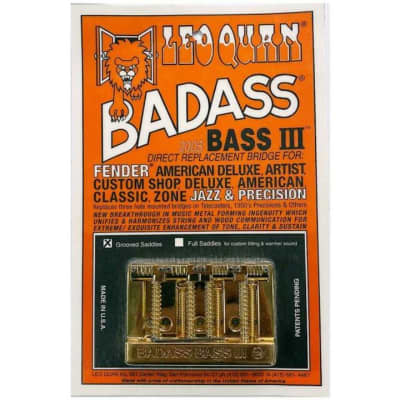 Leo Quan USA BADASS III is back 4 string 3 screw Grooved Gold bass bridge 4 Fender Precision Jazz Telecaster image 1