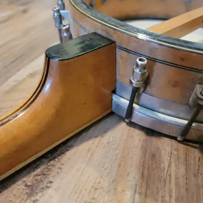 Lyon & Healy F Style 4 String Open Back Tenor Banjo Birds Eye Maple Un Cleaned But Solid image 15