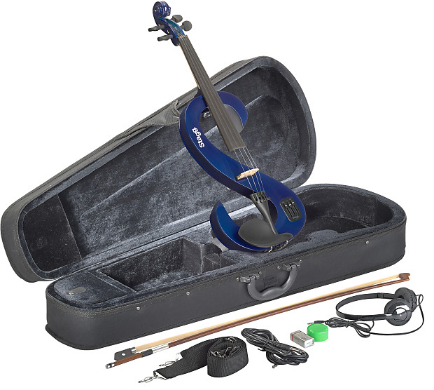 Stagg EVN-4/4-MBL Silent Violin Set w/ Case, Headphones image 1
