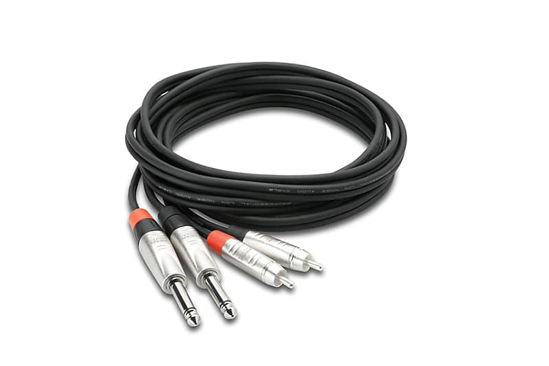 Hosa HPR-010x2 Pro Dual Cable 1/4"" TS to RCA 10ft image 1