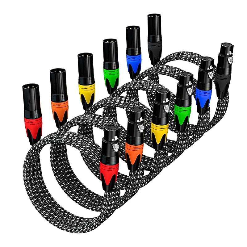 XLR Cables, XLR Microphone Cables 16ft 6 Packs, 3-Pin Premium Balanced Shielded XLR Speaker Cable Male to Female Balanced Mic Patch Cord image 1