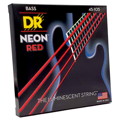 DR Strings Hi-Def Neon Red Colored Bass Strings: Medium 45-105 image 3