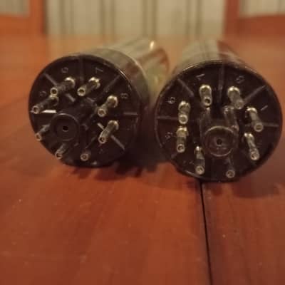 Mullard pair EL34 6CA7 1960's xf2 OO getter. image 3