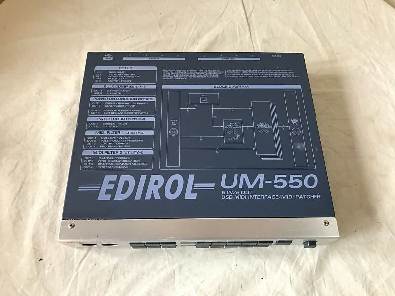EDIROL UM-550 roland 5 IN/5 OUT USB MIDI Interface/MIDI Patcher w/ power  supply