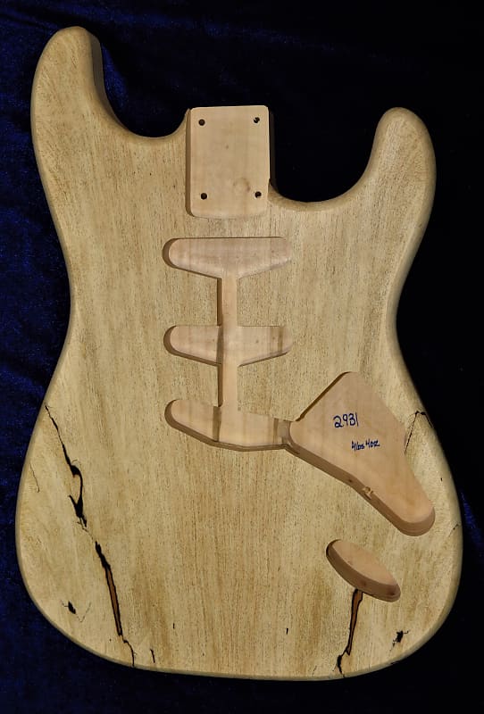 Spalted Maple Top / Aged Basswood Strat body - Standard Hardtail 4lbs 4oz #2931 imagen 1