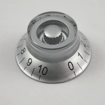 4 Silver Top Hat Bell Knobs fits Epiphone, Les Paul, SG, Casino guitars with 18 spline metric Pots