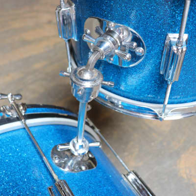 Rogers Tower 2pc Drum Set Kit Blue Sparkle Vintage 1960's 20/12" image 7