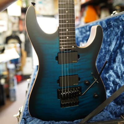 ESP USA M-II FR - Black Aqua Sunburst Satin 6-String Electric Guitar w/ Black Tolex Case (2024) image 9