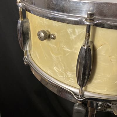 Rikki Rocket's Poison, Slingerland 5x14" Radio King Snare Drum 1951 - Marine Pearl image 11