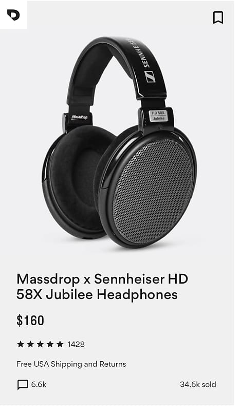 Massdrop x Sennheiser HD 58X Jubilee Headphones, Open-Back Audiophile  Headphones