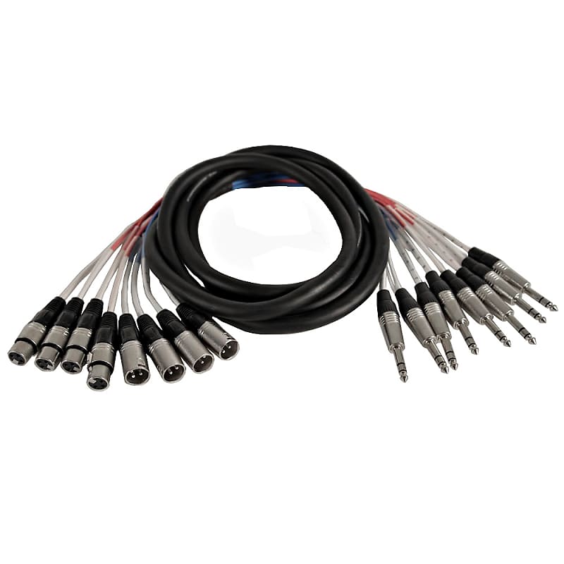 Seismic Audio 10 Foot Insert Snake Cable - 8 TRS to 4 XLR Male and 4 XLR Female image 1