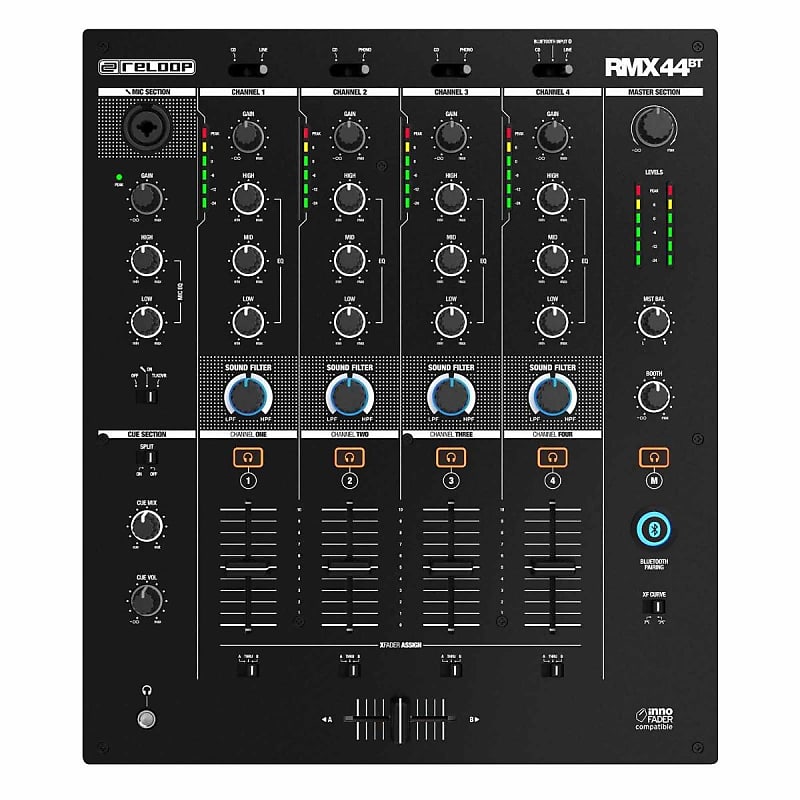 Reloop AMSRMX44BT 4Channel Bluetooth DJ Club Mixer Reverb