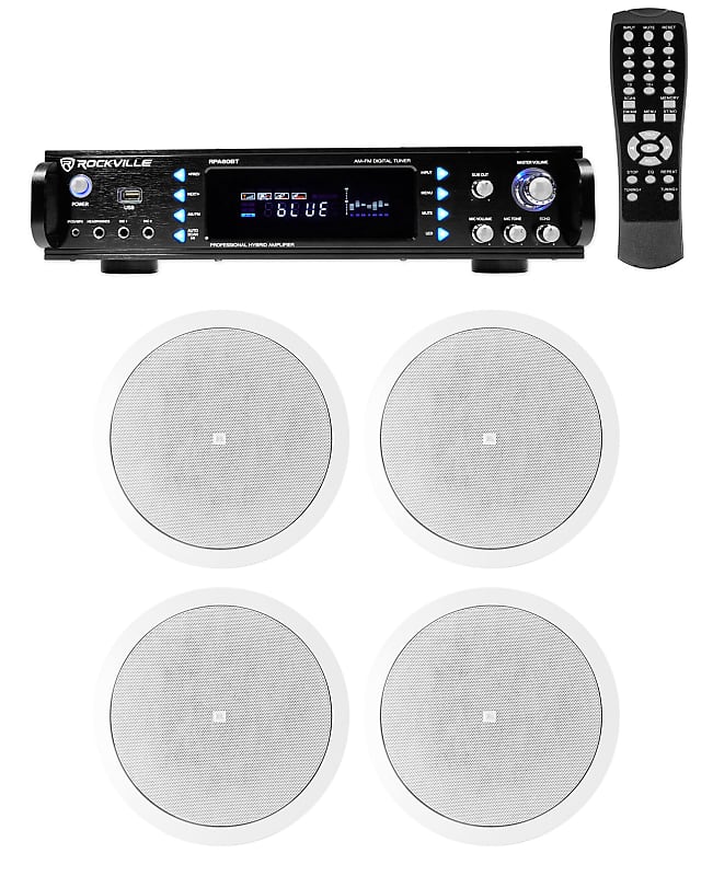 (4) JBL 6.5&quot; 150w In-Ceiling Speakers+Bluetooth Receiver For Restaurant/Bar/Cafe  			