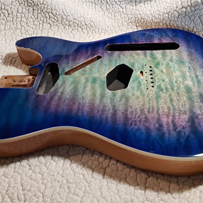 Stunning USA made bound Alder body.Quilt maple top in Blue burst Dragon color.Made for a Tele neck. image 3