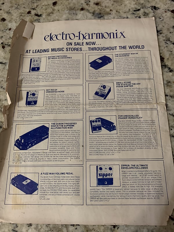 ElectroHarmonix Brochure 1980’s Memory Man Echo Flanger etc Reverb