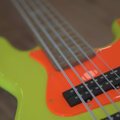 Fender MonoNeon Jazz Bass V - Neon Yellow and Orange image 5