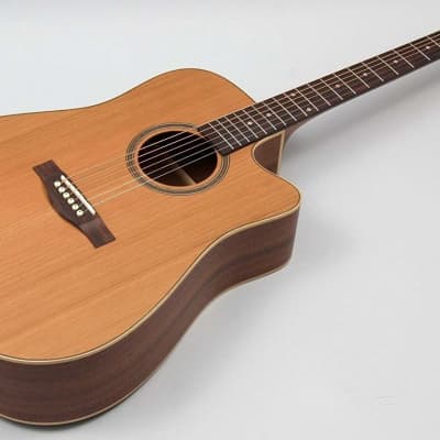 Teton STS105CENT 105 Series Solid Cedar Top Dreadnought 6-String Acoustic-Electric Guitar - Natural image 1