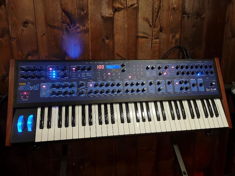 Dave Smith Instruments Poly Evolver PE 61-Key 4-Voice Polyphonic Synthesizer 2010 - 2013 - Blue with Wood Sides image 1