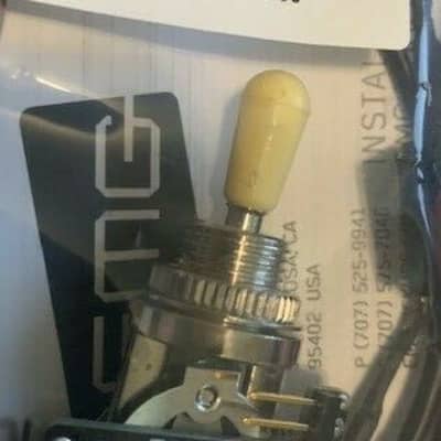 EMG 3 POS CHROME GIBSON STYLE TOGGLE 3 WAY 3 POSITION SWITCH IVORY TIP B289 ( DISCOLORED TIP ) image 4