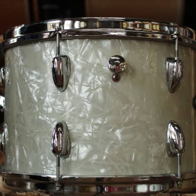 1970's Slingerland 'New Rock Outfit' in White Marine Pearl 14x22 16x16 9x13 8x12 image 10