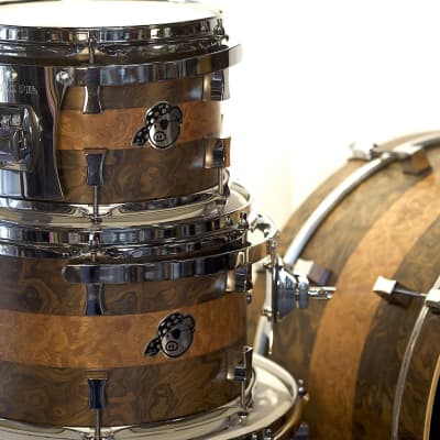 Pork Pie Percussion 4-Piece Custom 8-Ply Maple Drum Set (10/12/16/22") with Walnut/Sapele Satin Veneer image 3