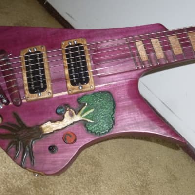 unique stock, "Tree of life"carved spectacular solid purpleheart guitar and bass,ships direct image 21