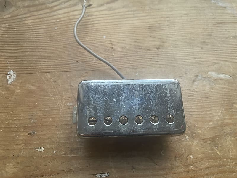 Vintage 1970s Gibson T Top Humbucker guitar pickup chrome cover impressed number reads 7.23 ES 335 SG Standard SG Deluxe Les Paul image 1