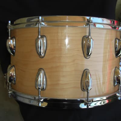 Slingerland 14x8 snare drum 20 lugs, Stick saver hoops 80s/90s - Natural Maple Gloss image 4