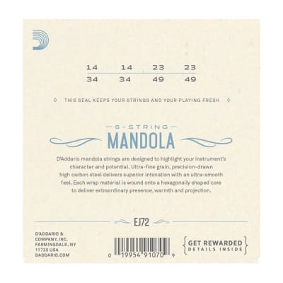 D'Addario EJ72 Phosphor Bronze Mandola Strings, Light, 14-49 image 3