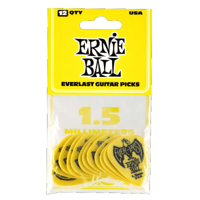 Ernie Ball 9195 Everlast 1.5mm Yellow 12-Pack Guitar Picks image 2