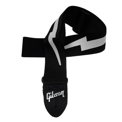 Gibson Lightning Bolt Style 2" Safety Strap - Jet Black image 1