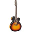 Takamine GJ72CE Flame Maple Jumbo Cutaway Sunburst 12 String Electro Acoustic Guitar