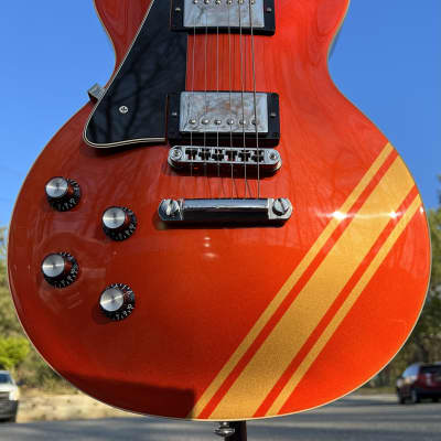 Gibson *MOD* Les Paul Standard '50s Left Handed 2021  Lefty Burnt Orange / Gold Racing Stripe image 1