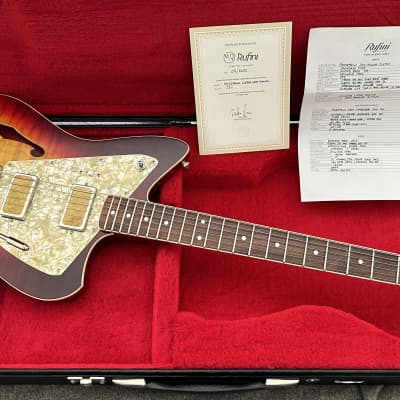 2022 Rufini Montefalco Aged Cherry Sunburst Nitro Stainless Steel Frets AAA Quilt Curly Maple Top AAA Birdseye Neck Duesenberg Vibrato MINT image 2