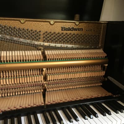 Vintage Made in USA Baldwin 243HP Ebony Black Lacquer Acoustic Upright Studio Piano + Original Bench Key image 7