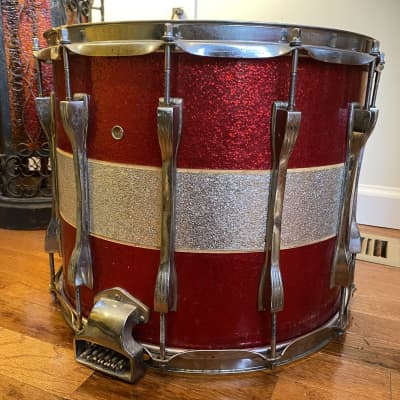 Ludwig 12x15” Marching Snare 1980s Red/Silver sparkle image 8