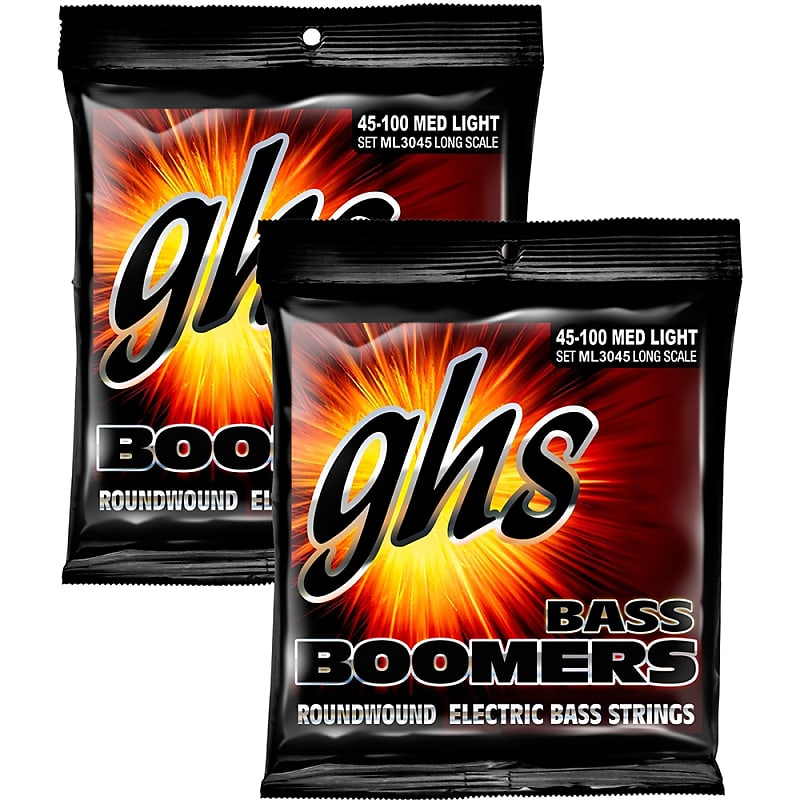 2 Pack GHS ML3045 Bass Boomers Long-Scale Electric Bass Strings - Medium Light  (45-100) Two Sets image 1