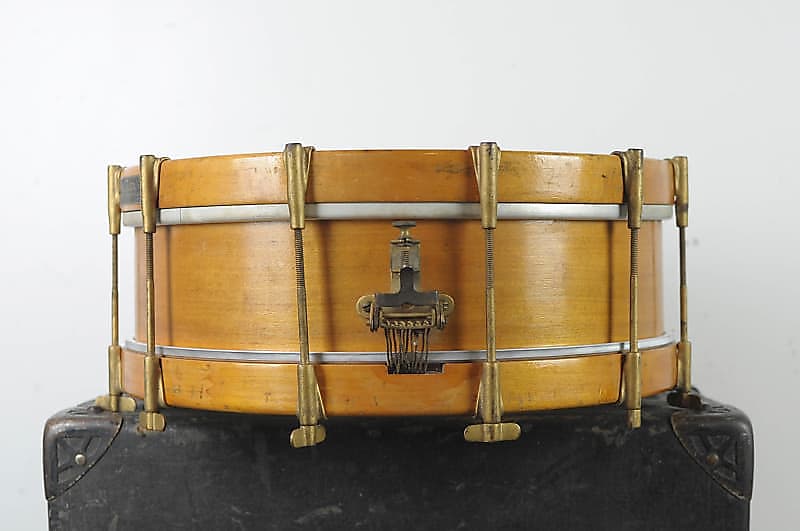 1920s 1930s Wurlitzer 4x14 Solid Shell Thumb Rod Snare Drum