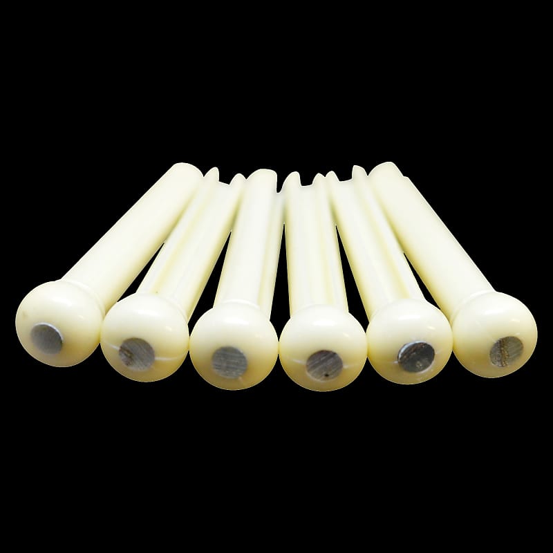 6 Acoustic Guitar Bridge Pins Molded Plastic String End Pegs - Abalone Dot  Ivory
