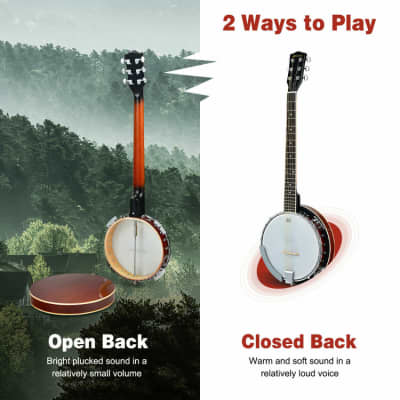 Sonart Full-Size 6-string 24 Bracket Professional Banjo Instrument 2023 image 9