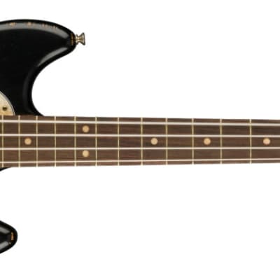 Fender JMJ Justin Meldal-Johnsen Signature Road Worn Mustang Bass Guitar, Black image 2