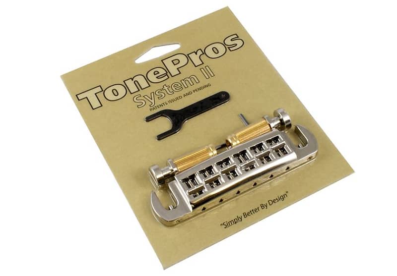 TonePros Nickel AVT2G Locking Wraparound Bridge for Gibson® Guitar GB-2578-001 image 1