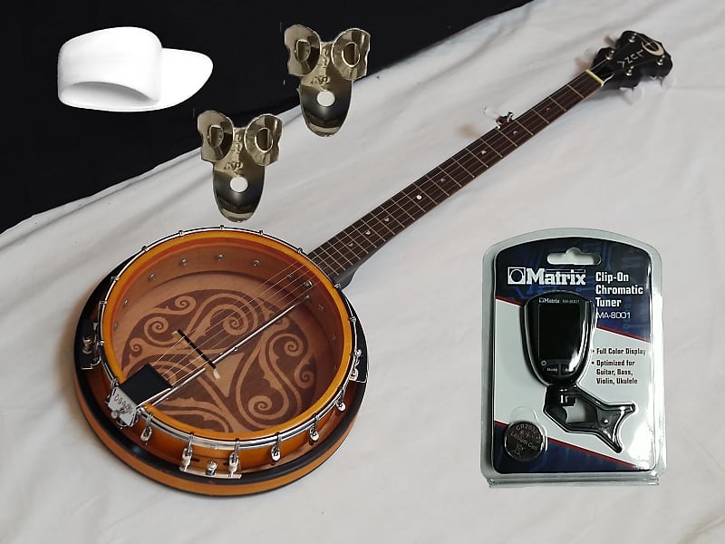 LUNA BGB Celtic 5-string Bluegrass Resonator BANJO  w/ PICKS + TUNER - Laser Etched Trinity image 1