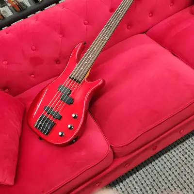 Unknown  Fretless 5  string bass Red as is image 1
